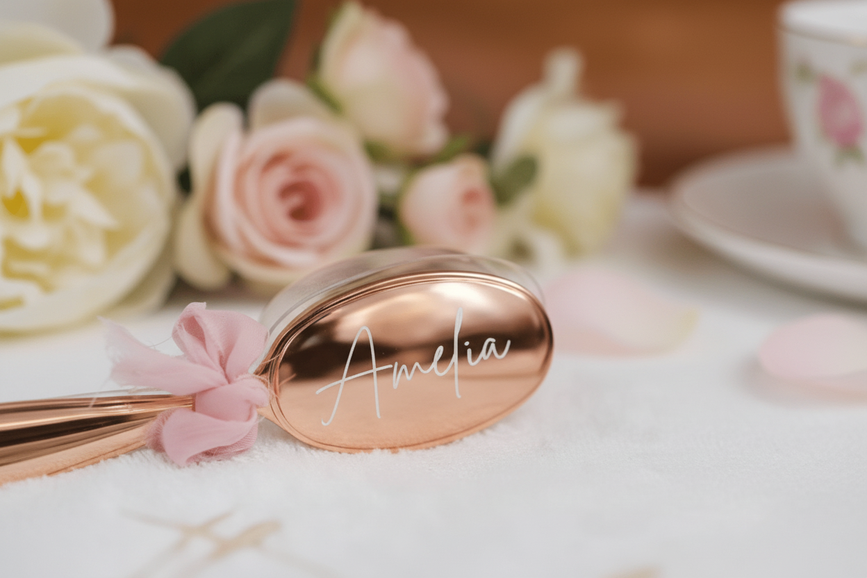 Deluxe Mirror Gold Baby Brush Set detail view