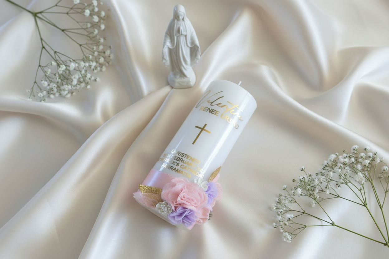 "Valentina" Baptism | Christening Candle by Gently Made