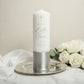 Baptism candle showing custom ribbon and personalised name detail — Gently Made