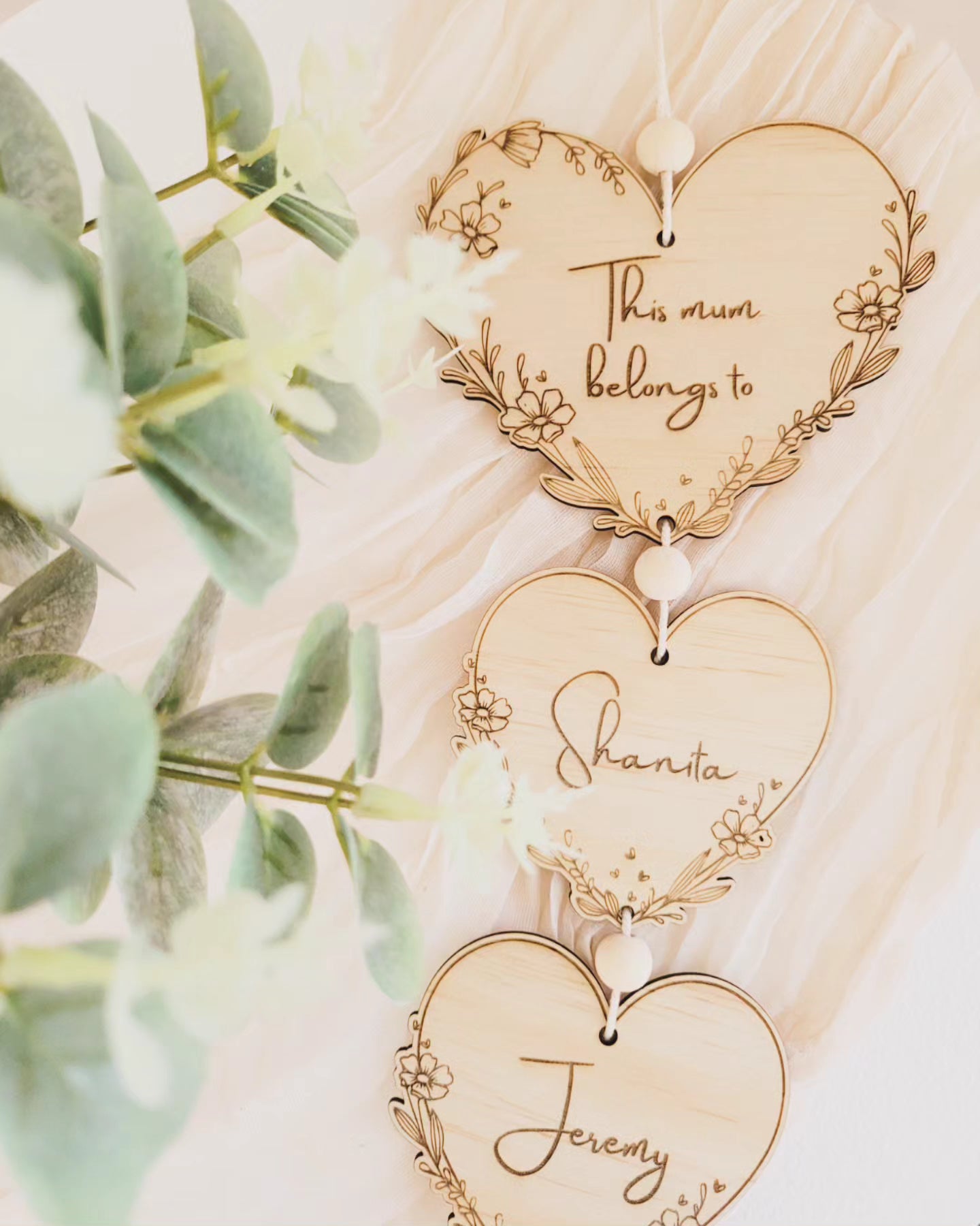 Floral heart children hanger ornament decor alternate view