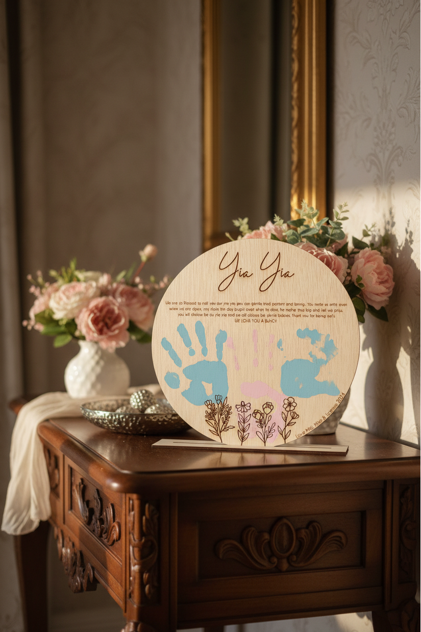 Mother's Day hand print plaque personalised gift by Gently Made