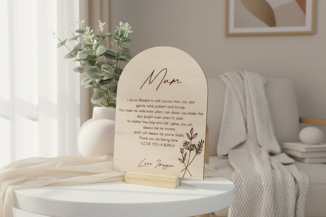 Floral Mum Plaque | Custom Mothers Day Plaque alternate view
