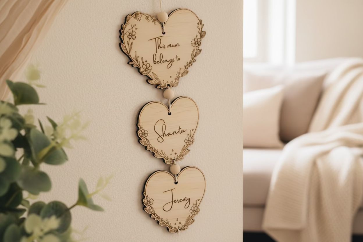 Floral heart children hanger ornament decor by Gently Made