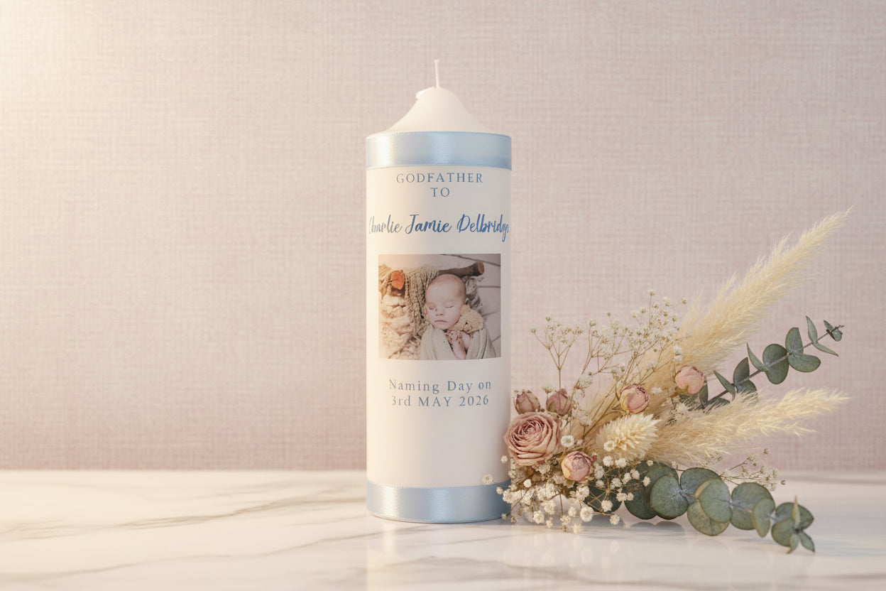 Personalised Baptism Candle Set — handmade in Australia by Gently Made