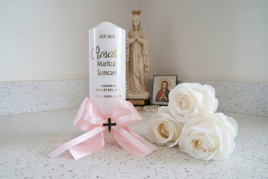 "Rosalie" Baptism | Christening Candle by Gently Made