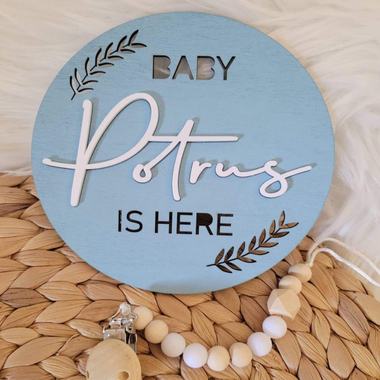 Wooden Baby Birth Announcement Plaque alternate view
