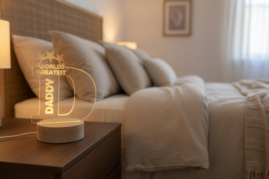 Fathers Day Nightlight | Custom Nightlight | Wooden Nightlight by Gently Made