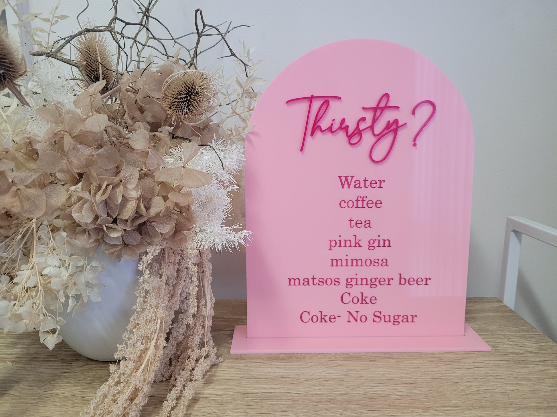3D Thirsty Acrylic Drinks Menu alternate view