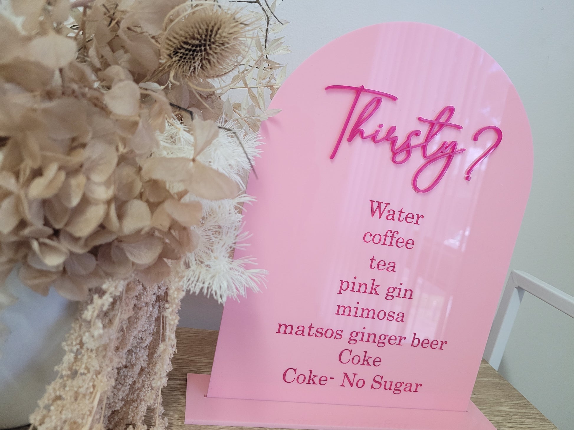 3D Thirsty Acrylic Drinks Menu detail view