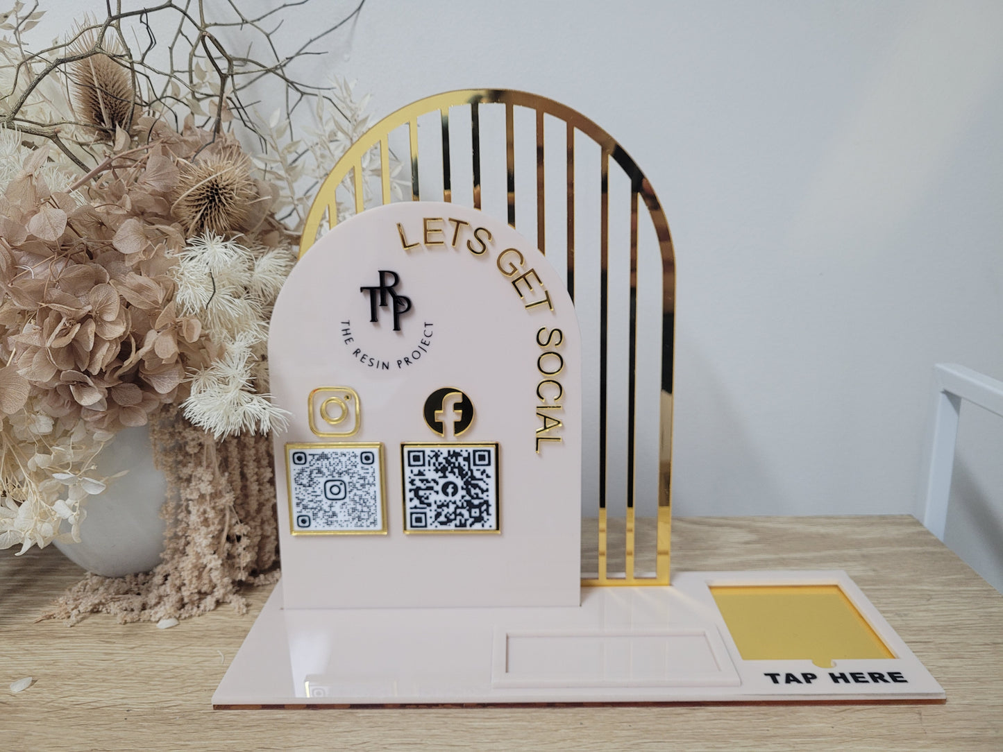 BAR QR Square reader Social sign with Business card holder by Gently Made