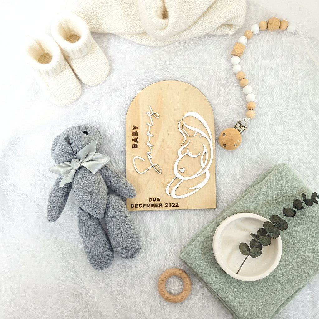 Pregnancy Announcement Plaque by Gently Made