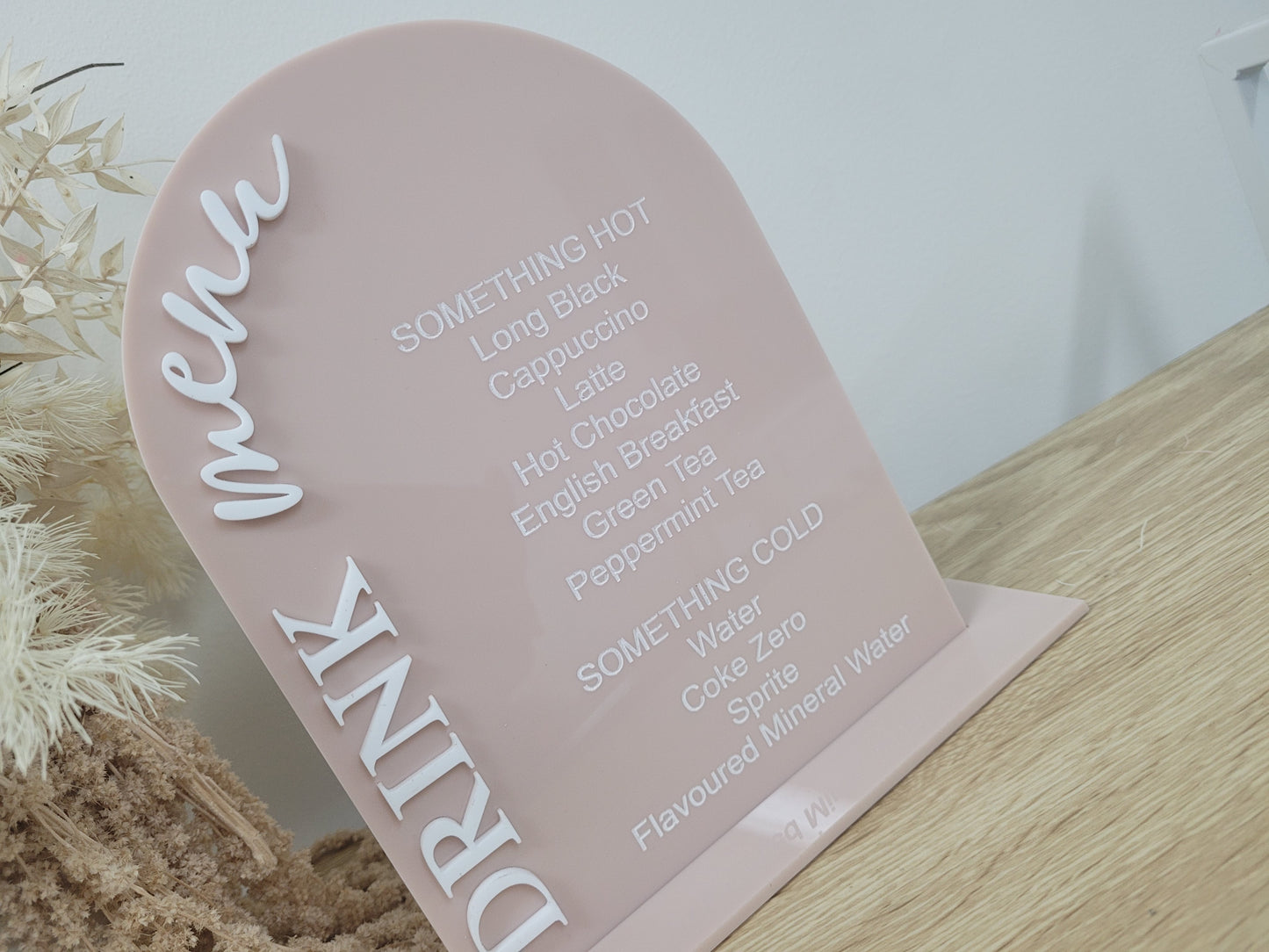 3D Acrylic Arch Drink Menu detail view