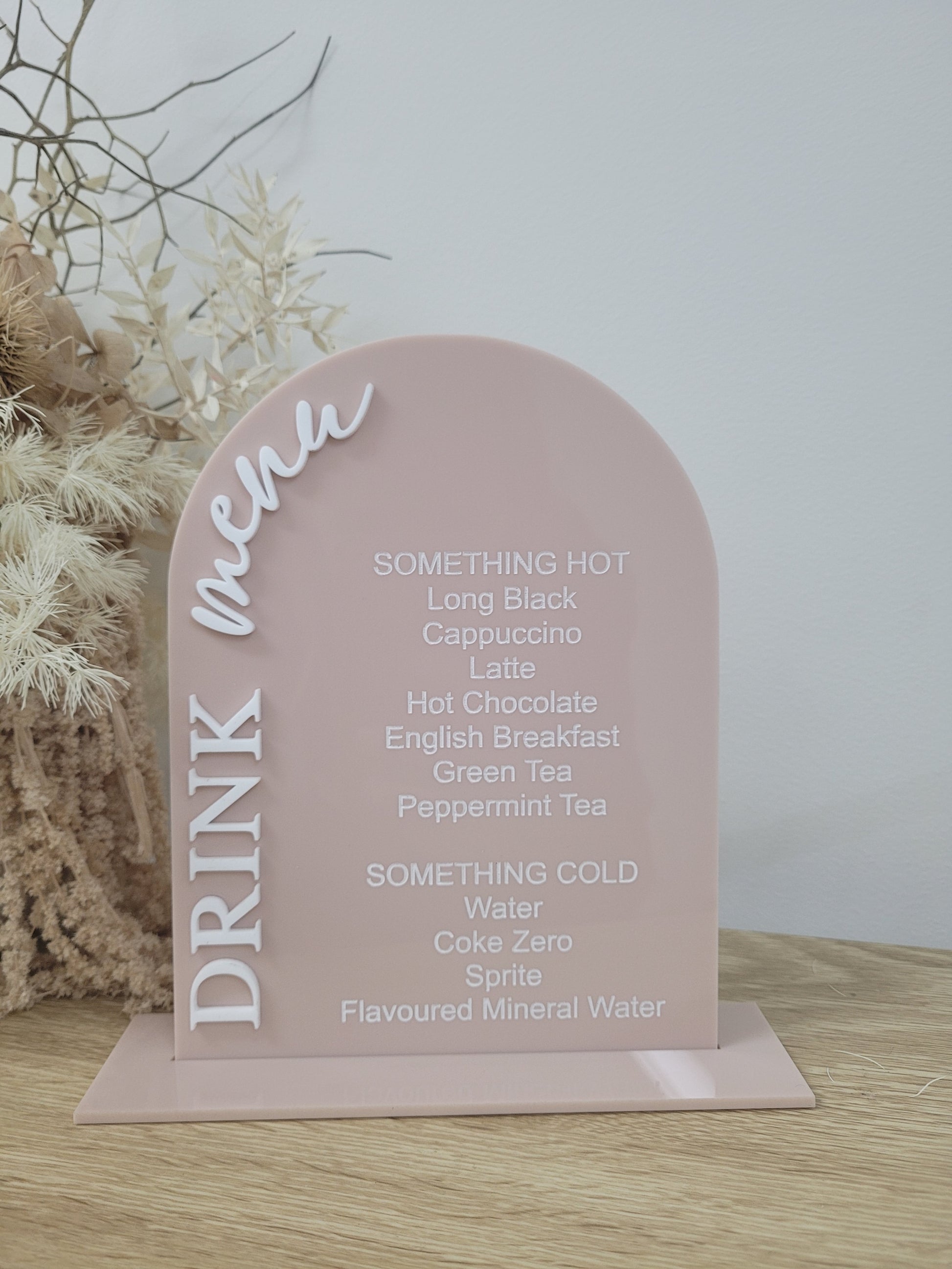 3D Acrylic Arch Drink Menu alternate view