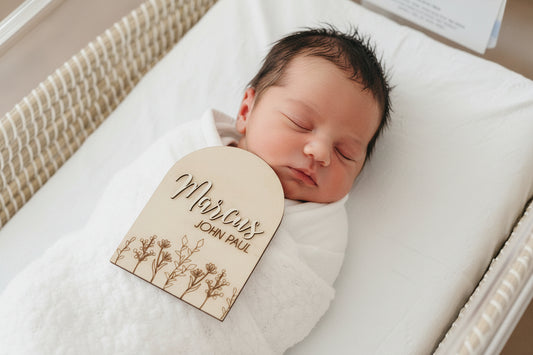 Baby Announcement Name Plaque by Gently Made