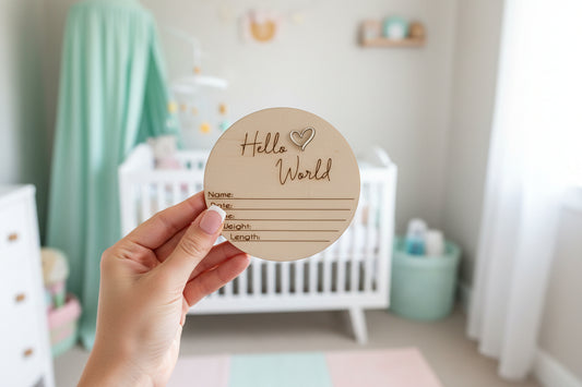 Heart Baby Announcement Plaque by Gently Made