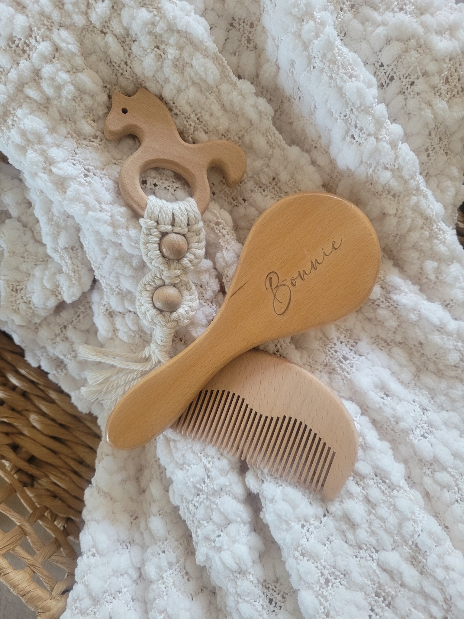 Wooden Baby Brush Set | Personalised Brush Set by Gently Made