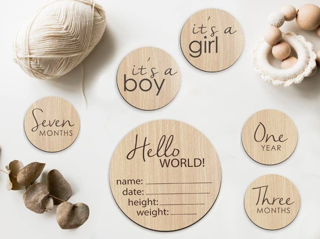 Wood Milestone Birth Announcement Set by Gently Made