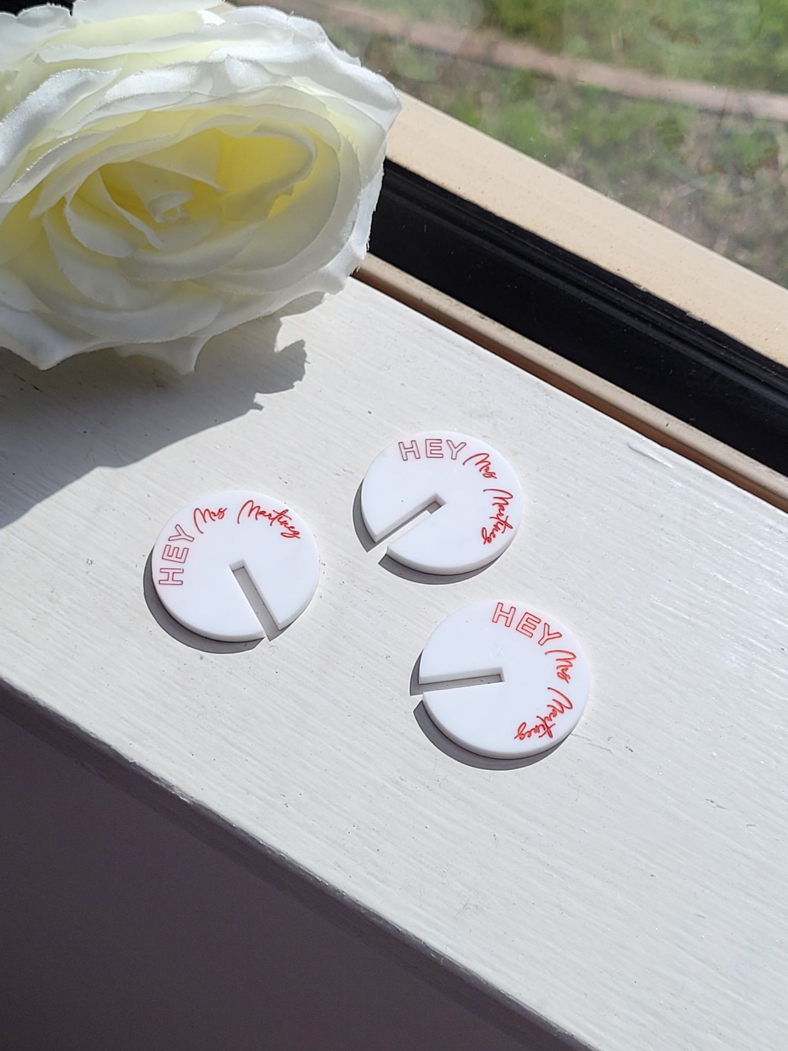 Hey! Mrs. Bridal Shower Acrylic bottle tags by Gently Made