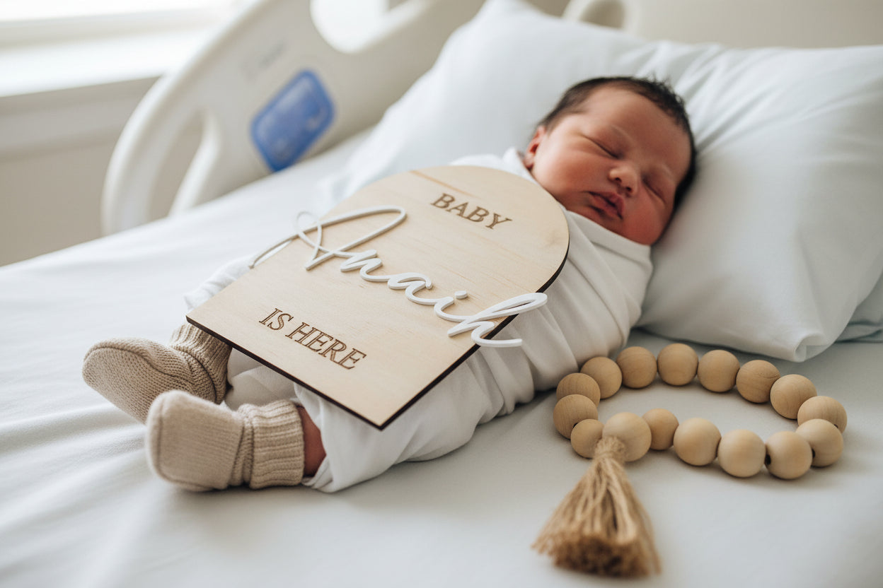 Personalized Wood Plaque | Acrylic Announcement Plaque by Gently Made