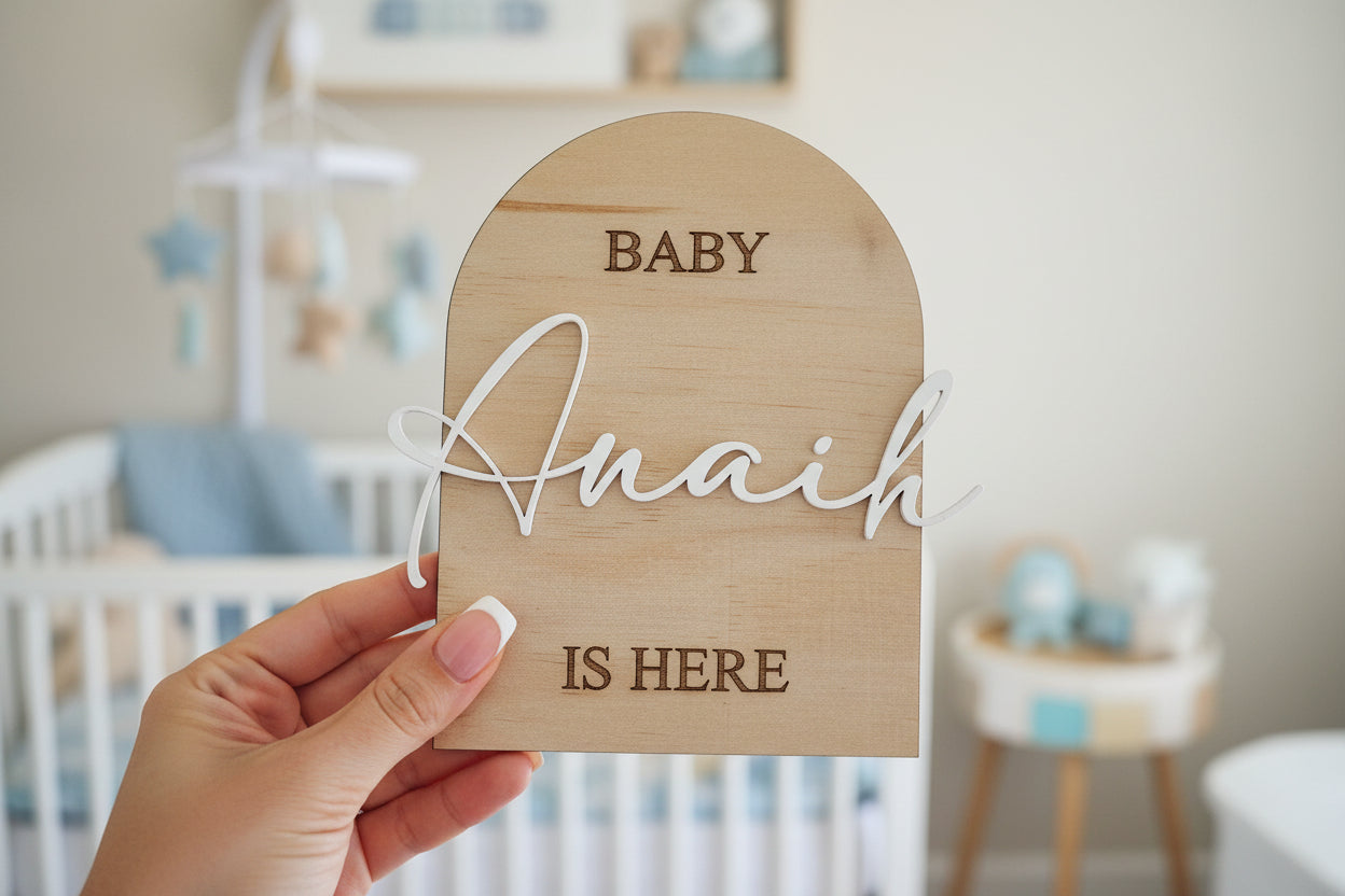 Personalized Wood Plaque | Acrylic Announcement Plaque alternate view
