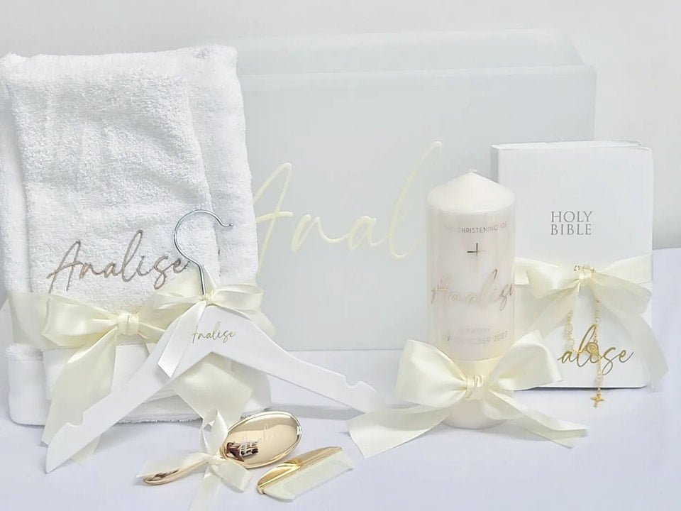 Deluxe frosted acrylic baptism christening box by Gently Made