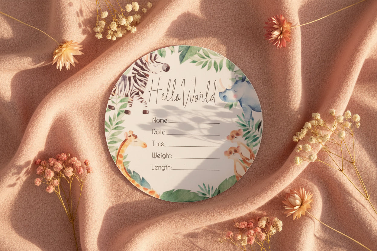 Birth Announcement Plaque | Hello World styling view