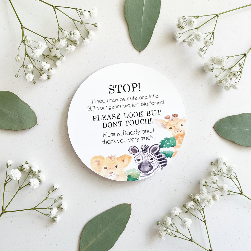 Please Don't Touch Germ Plaque | Pram or Capsule personalised detail