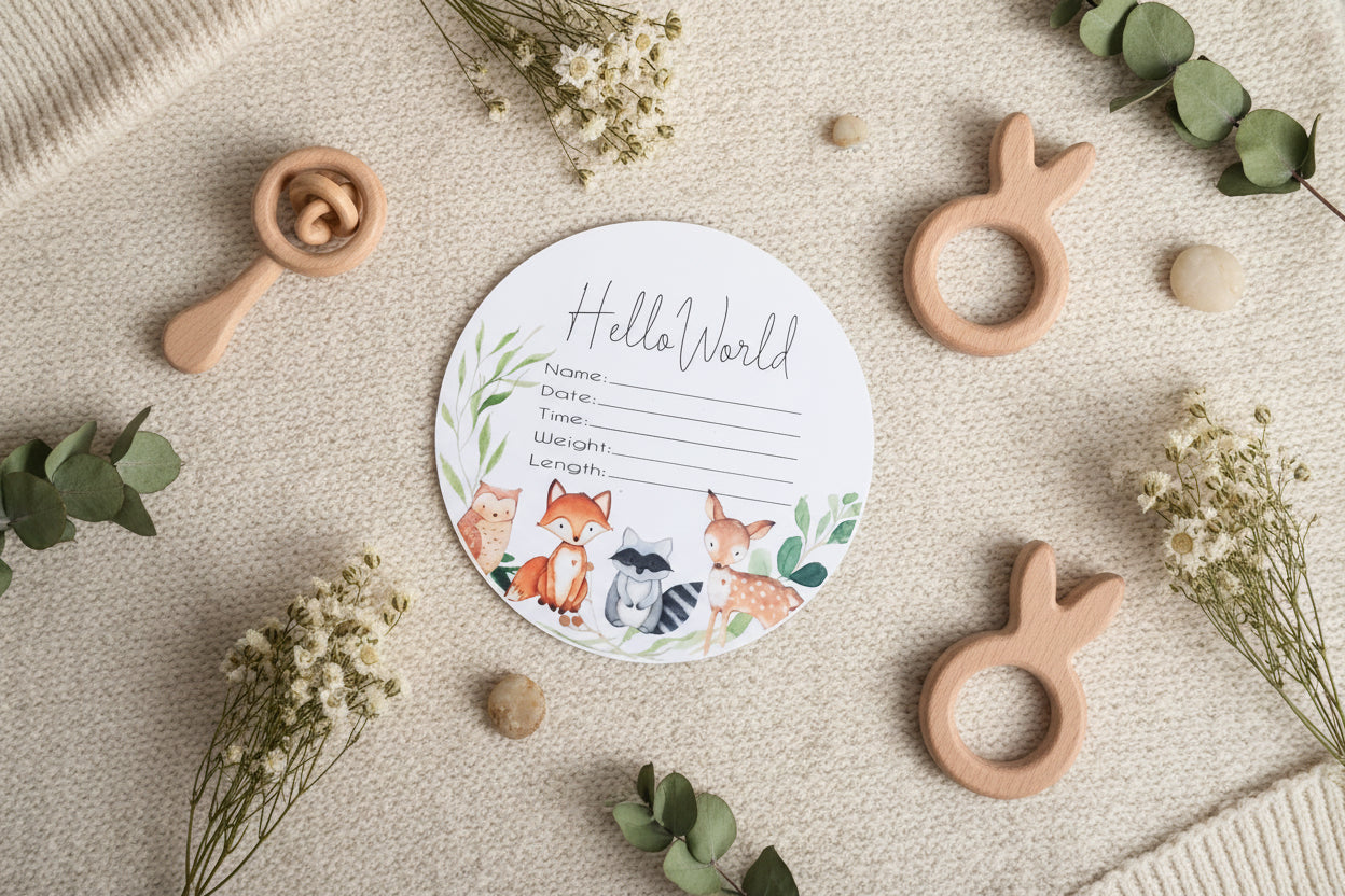 Birth Announcement Plaque | Hello World detail view