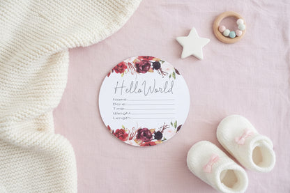 Birth Announcement Plaque | Hello World personalised detail