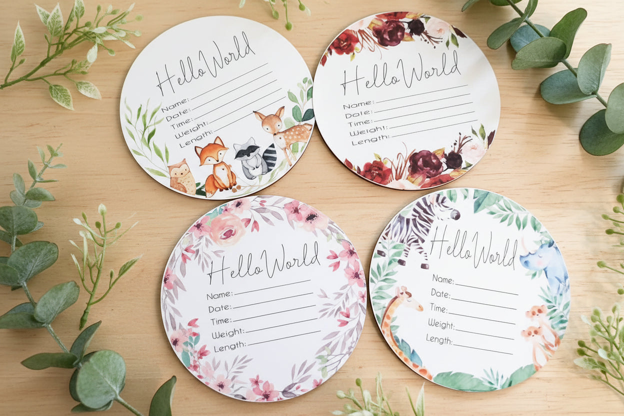 Birth Announcement Plaque | Hello World by Gently Made