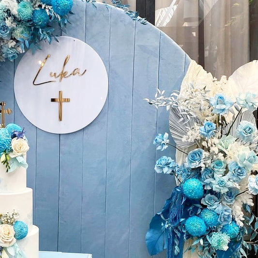 Round Acrylic Baptism Event Signage by Gently Made
