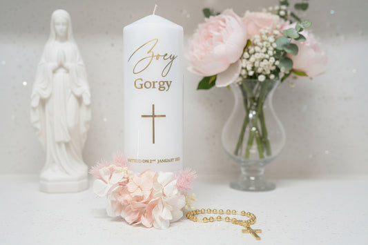 "Floral" Baptism | Christening Candle by Gently Made