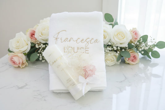 "Rose" Candle and towel Set by Gently Made