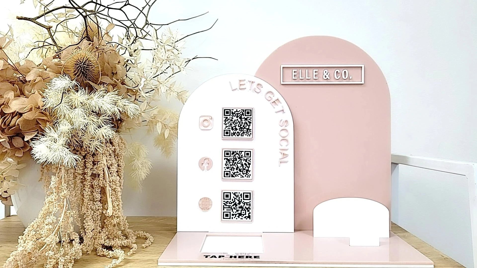 QR Square reader Social sign with Business card holder by Gently Made
