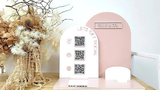 QR Square reader Social sign with Business card holder by Gently Made