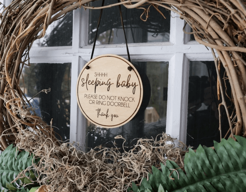 Shhh baby sleeping sign by Gently Made