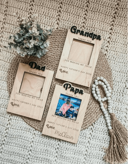 Fathers Day |Thanks for Making Me Smile Picture Frame | Gift for Grandpa Dad Papa | Picture Frame Gift by Gently Made