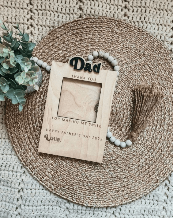 Fathers Day |Thanks for Making Me Smile Picture Frame | Gift for Grandpa Dad Papa | Picture Frame Gift detail view