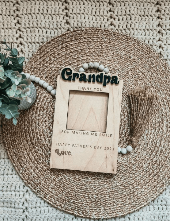 Fathers Day |Thanks for Making Me Smile Picture Frame | Gift for Grandpa Dad Papa | Picture Frame Gift alternate view
