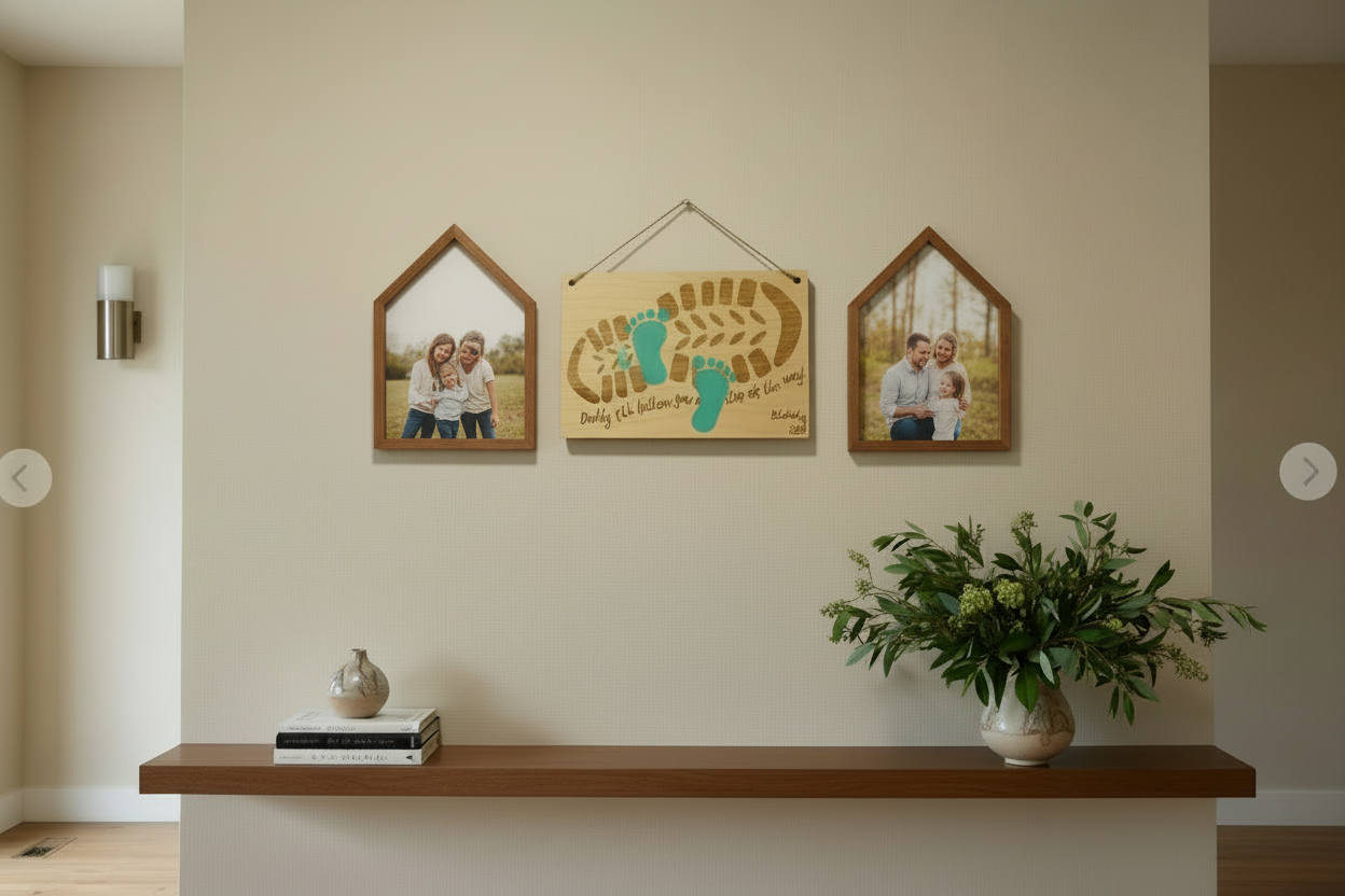 Daddy Footprint Sign | Daddy Sign | Fathers Day Sign | Fathers Day Daddy Sign by Gently Made