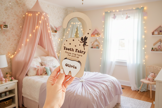 Tooth fairy hanger | Door Hanger | Fairy Pickup Box | Baby Teeth Holder Box Keepsake by Gently Made