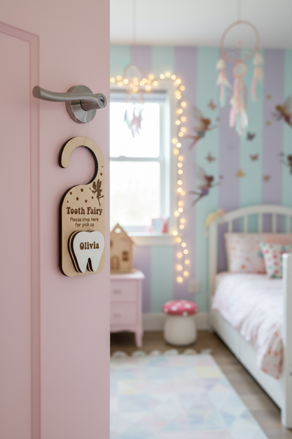 Tooth fairy hanger | Door Hanger | Fairy Pickup Box | Baby Teeth Holder Box Keepsake alternate view
