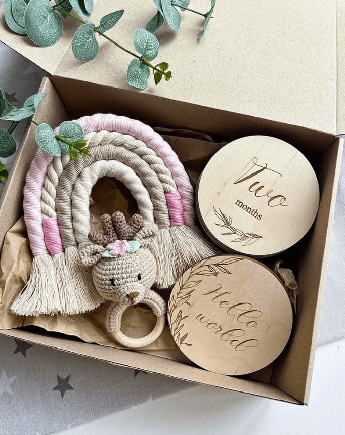 Monthly Wood Milestone Birth Announcement Set | baby name detail view