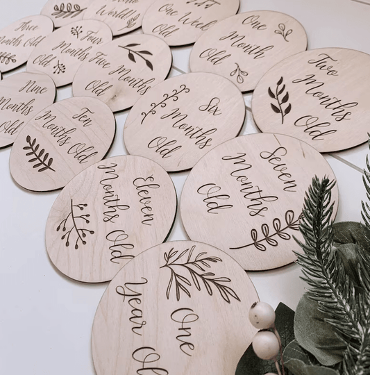 Wood Milestone My first Announcement Set | baby name by Gently Made