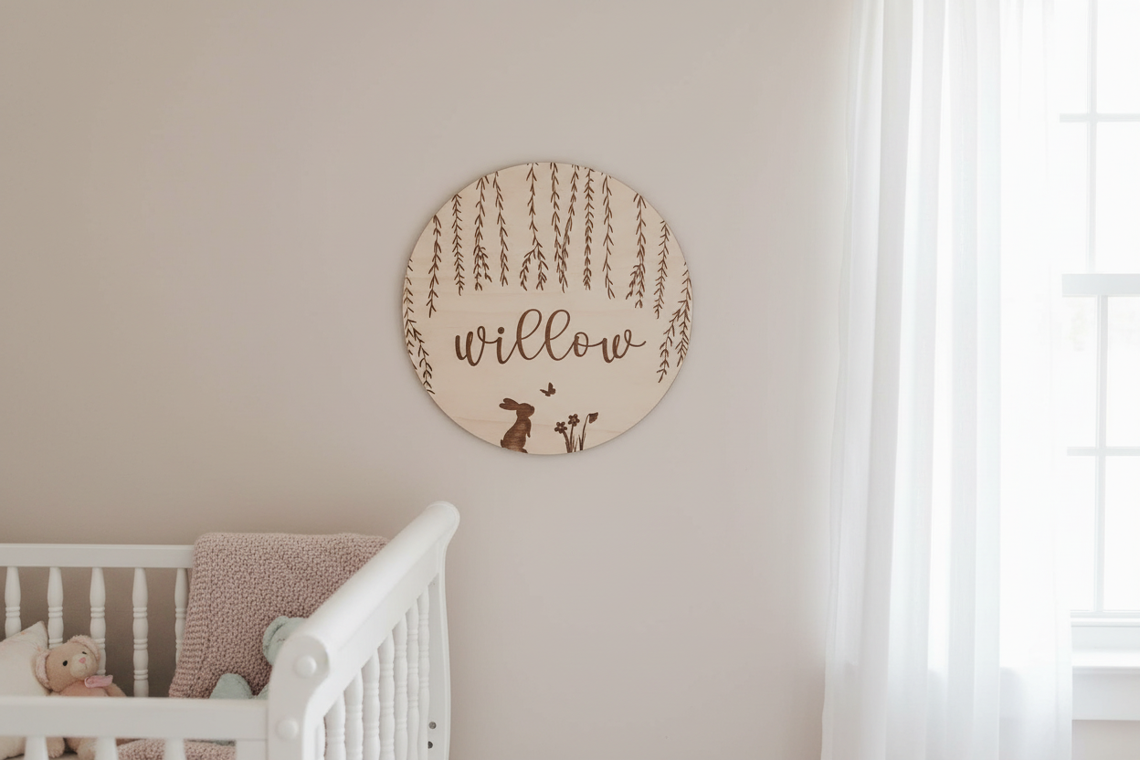 Botanical Rabbit Name Plaque | Name Plaque | Announcement Plaque by Gently Made