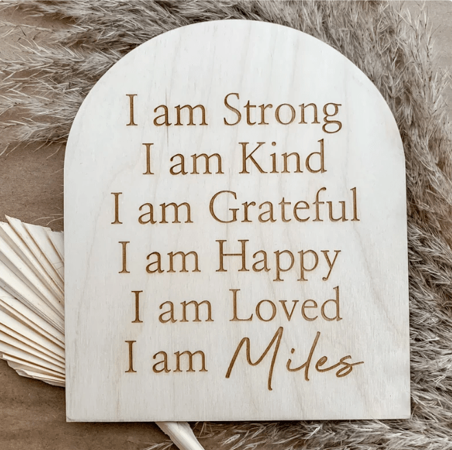 Kids Affirmation | I Am Affirmation Sign for Girls and Boys | Kids personalized plaque detail view
