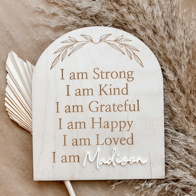 Kids Affirmation | I Am Affirmation Sign for Girls and Boys | Kids personalized plaque personalised detail