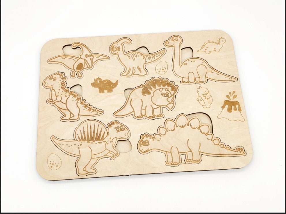 Kids Dinosaur Puzzles | Custom Puzzle | Wooden Puzzle | boho puzzle detail view