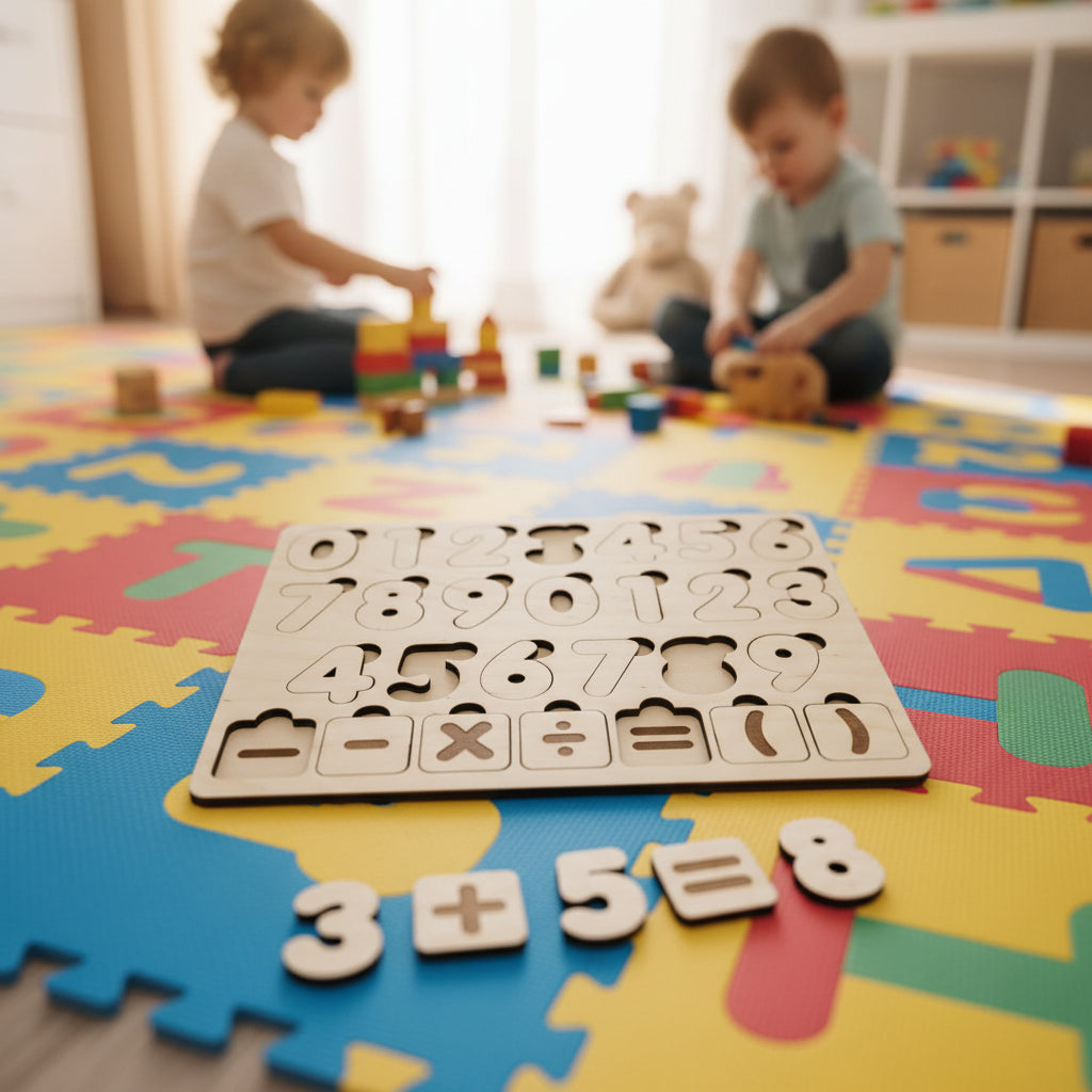 Kids Number Puzzle | counting puzzle | Boho puzzle | Custom Puzzle | Wooden Puzzle by Gently Made