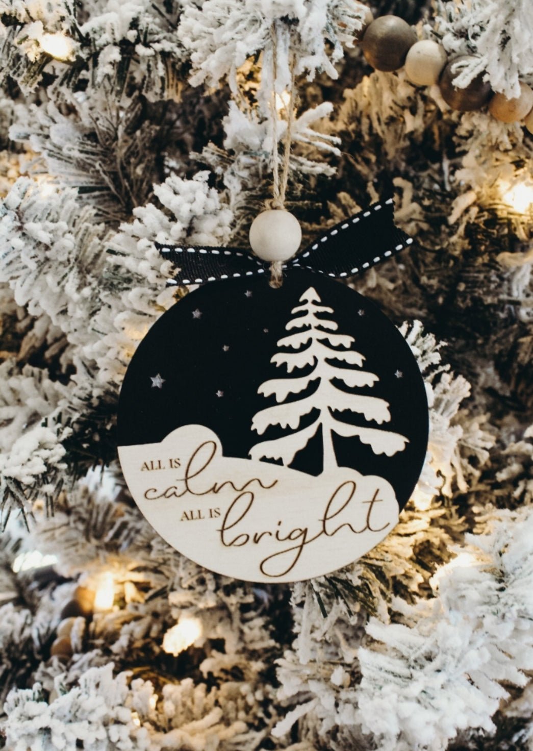 3D Christmas Ornament Wood Acrylic personalised detail
